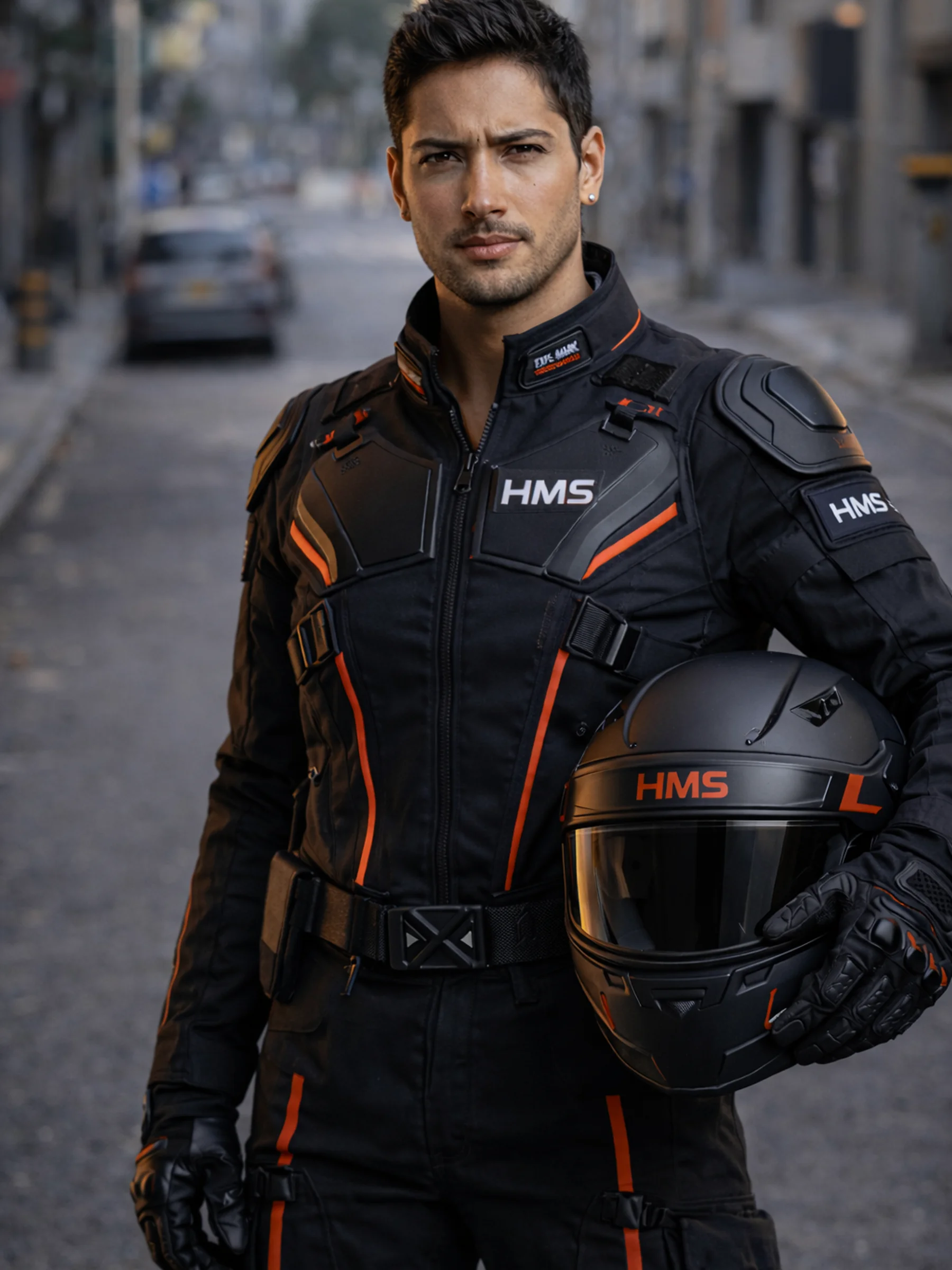 Hombre usando casco Spartan en HMS Cascos, Cali